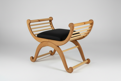 MONA wooden dining chair with black cushioned seat - front view